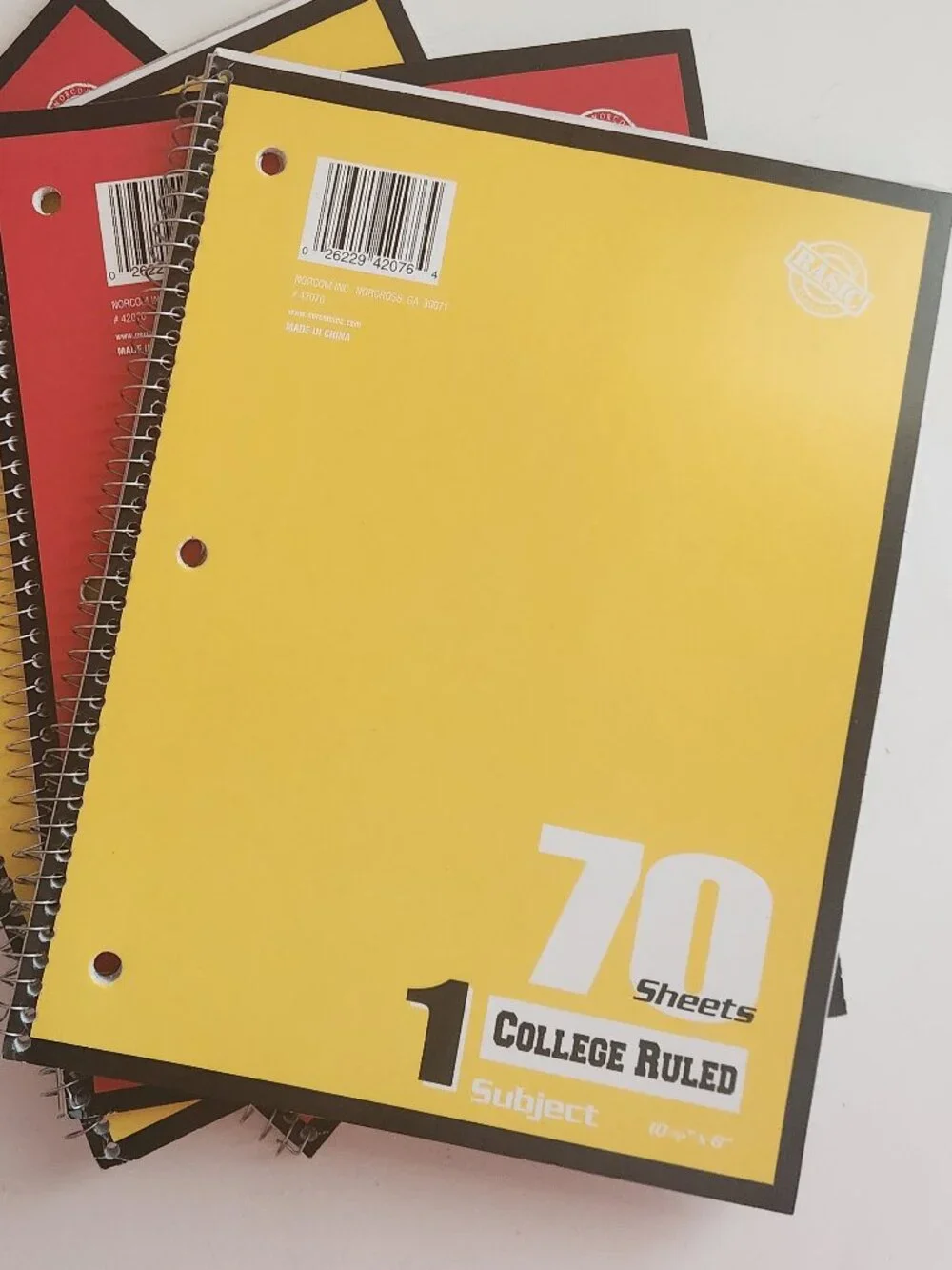 College Ruled 70 Page 1-Subject Spiral Notebooks Norcom Basic *AS IS*